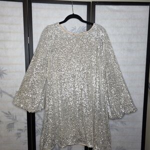 Rewind Silver Sequin Midi Dress